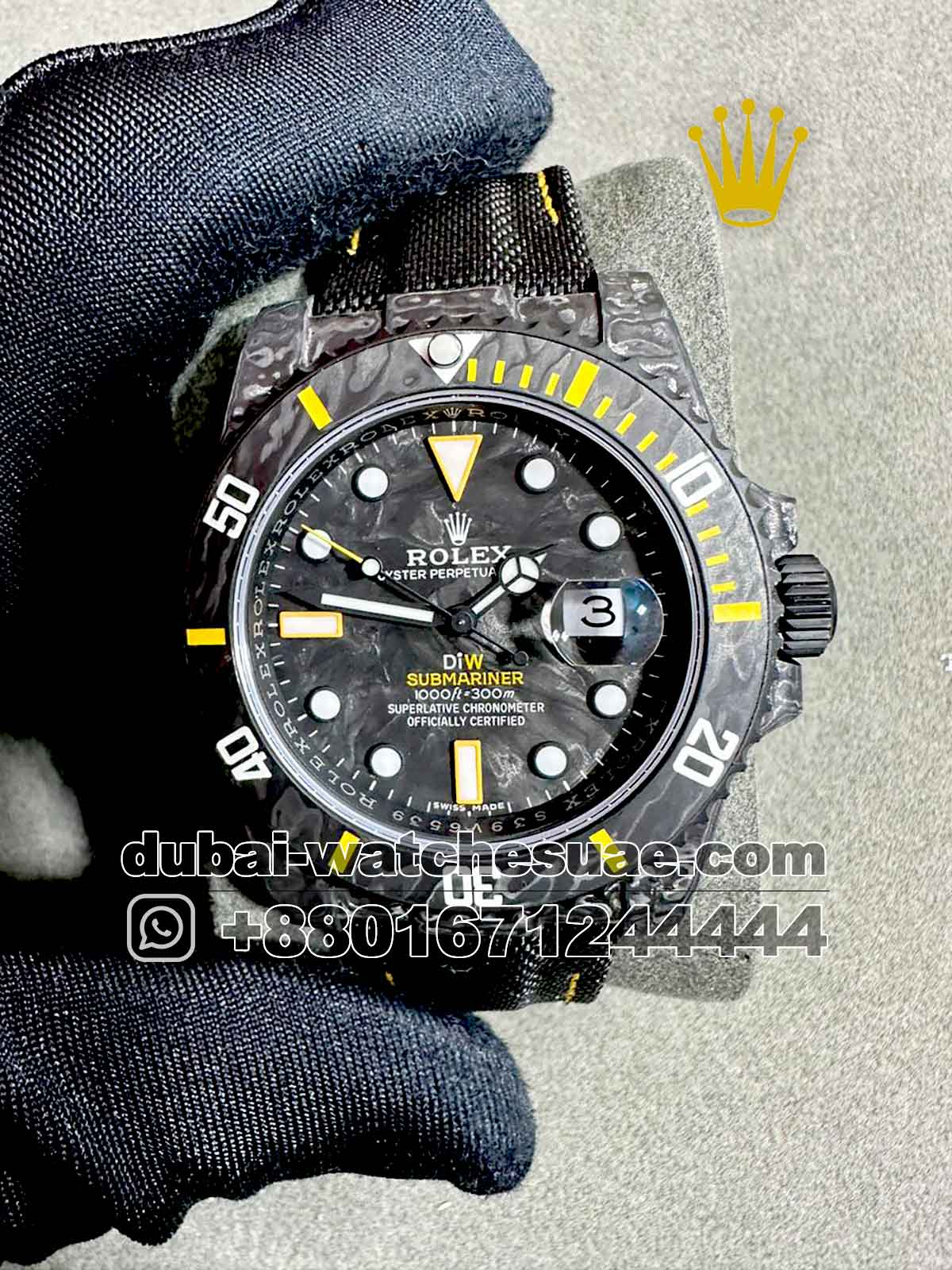Copy Rolex Submariner DiW Carbon 40 mm Black and Yellow