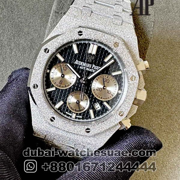 Copy Audemars Piguet Royal Oak Chronograph 41mm Hammered 18k White Gold 41 mm With Black Dial Ref. 26239BC.GG.1224BC.02 